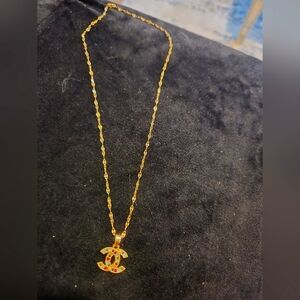 21kgp Dubai Jewelry - Gold Pendant Necklace with Multicolor Accents